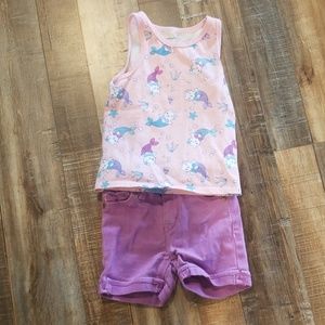 Pink tank top and purple shorts